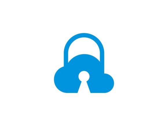 Blue Cloud Pad Lock Logo Template